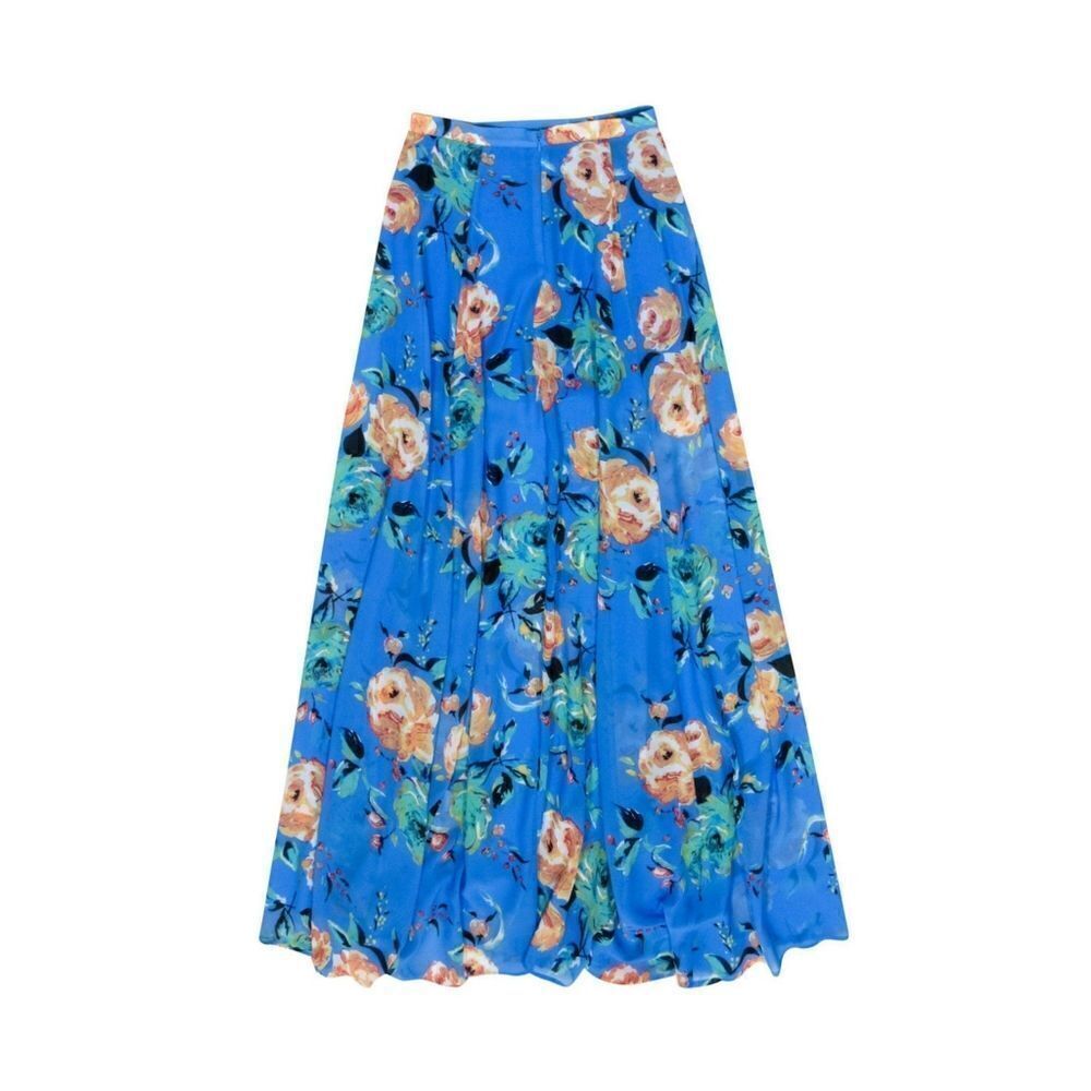 Nwt YUMI KIM - Size XS - Blue Floral Maxi‎ Skirt w side slit